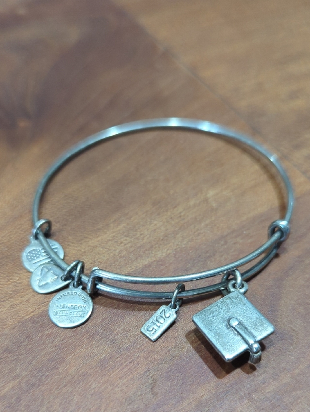 Silver-Tone Graduation Charm Bangle Bracelet